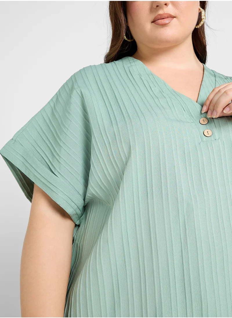 جينجر بلس Button Up Ribbed Top
