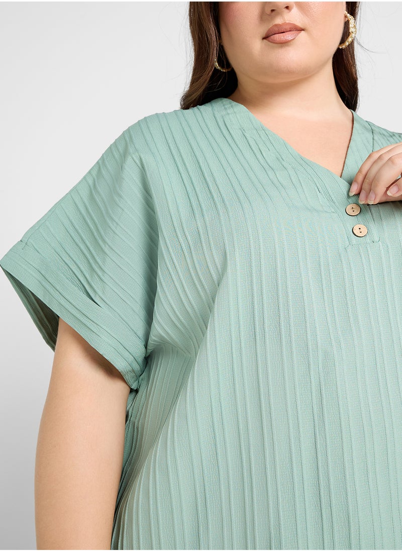 Ginger Plus Button Up Ribbed Top  - Image 3