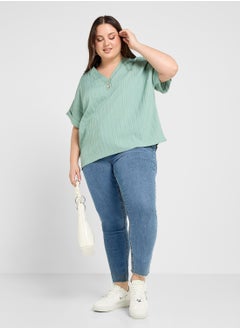 Ginger Plus Button Up Ribbed Top  - Image 4