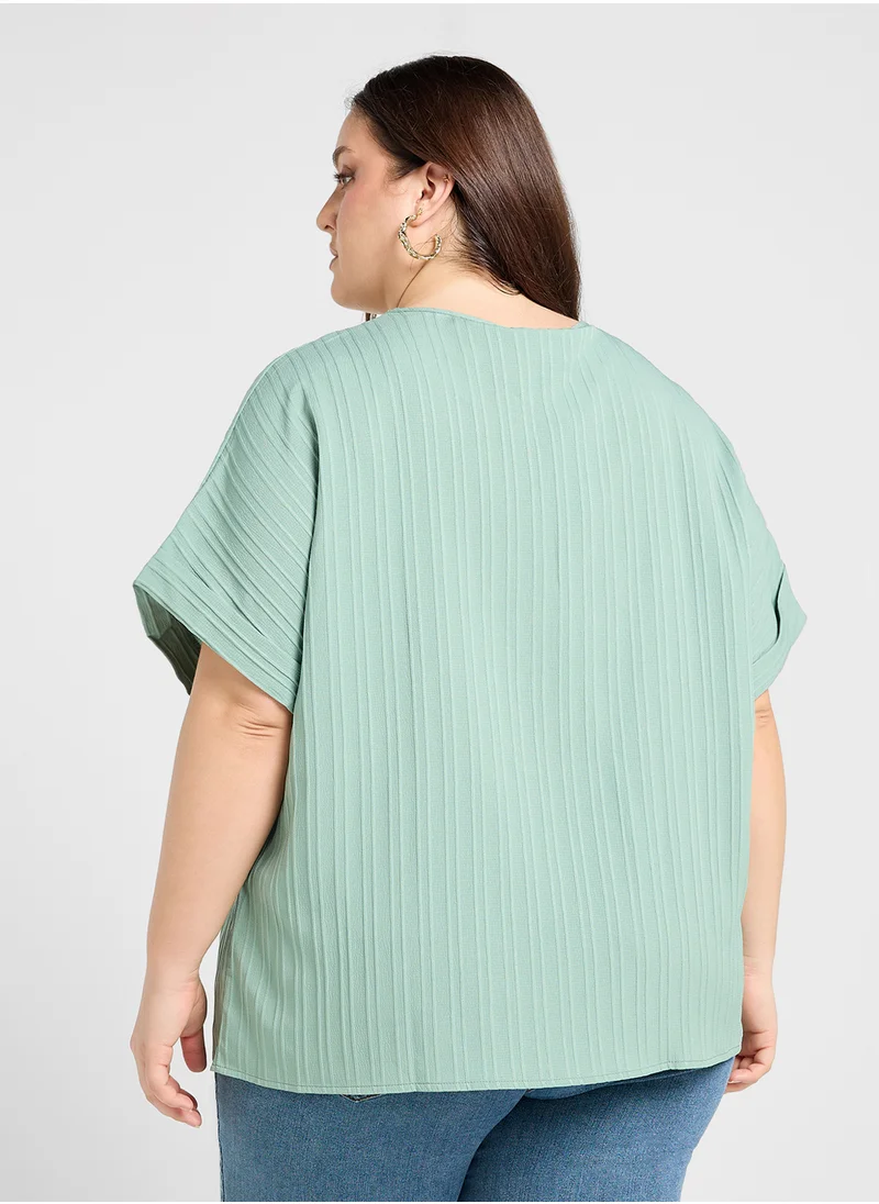 Ginger Plus Button Up Ribbed Top