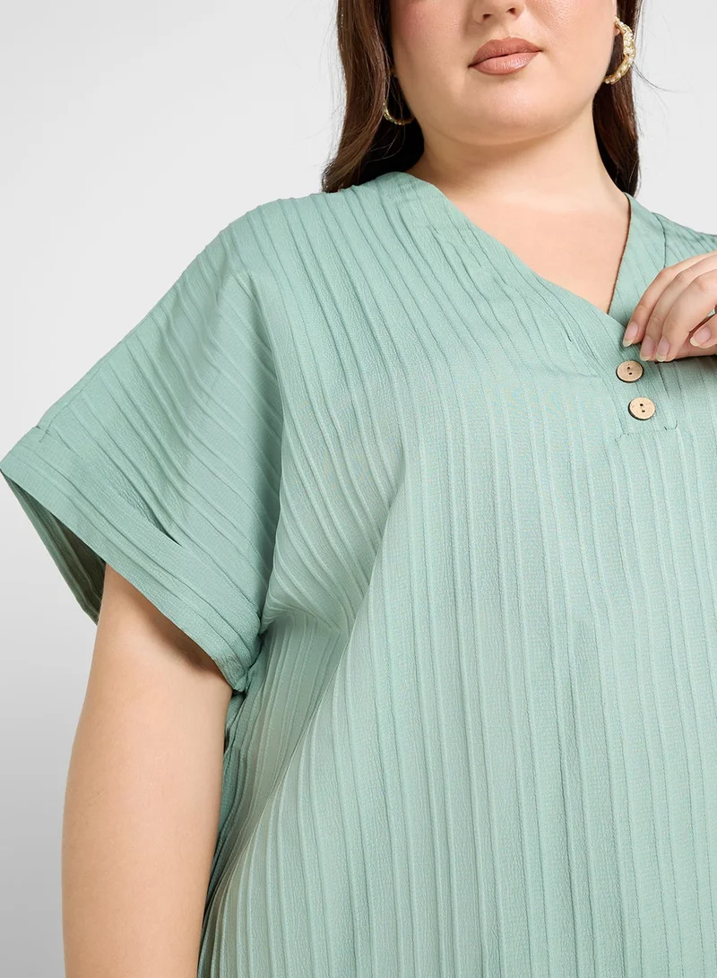 Ginger Plus Button Up Ribbed Top