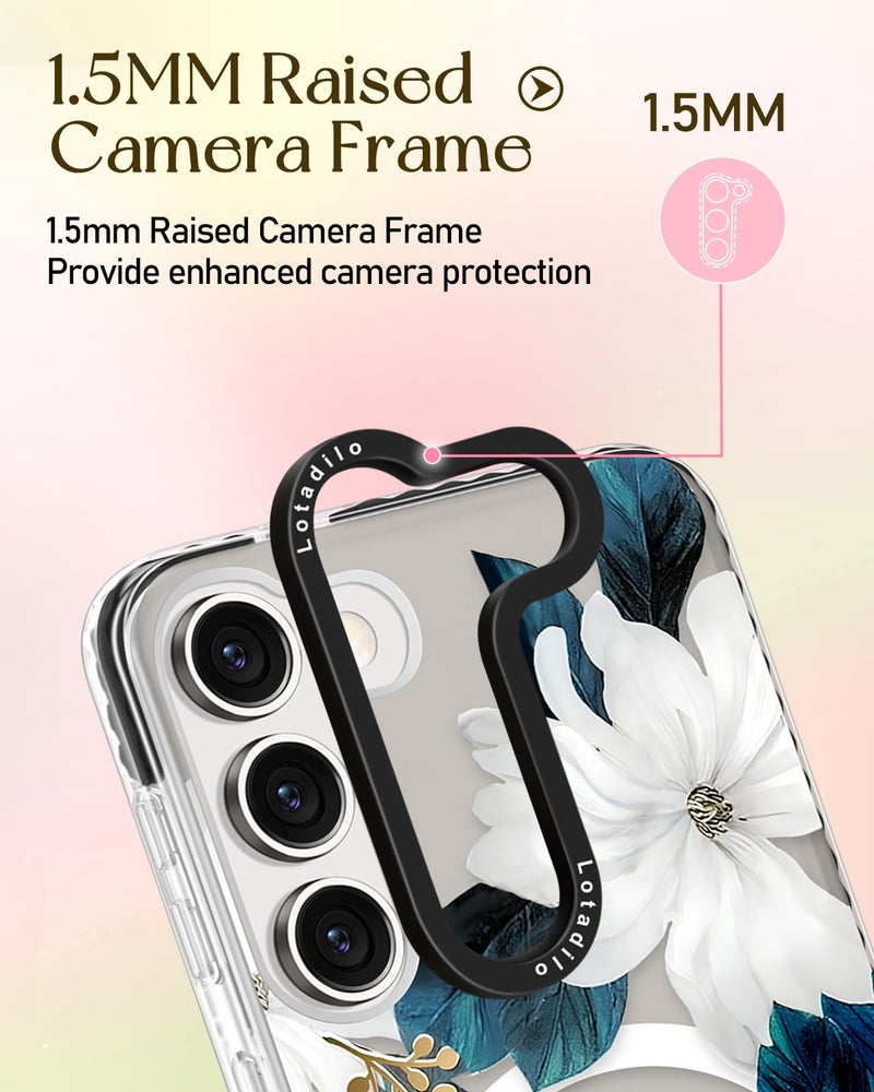 Lotadilo for Samsung Galaxy S23 Case for Women - Girls Cute Design Compatible with Magsafe Magnetic Ring Holder Stand Blue Flower Phone Covers Aesthetic Girly TPU Funda for S23 - Image 3