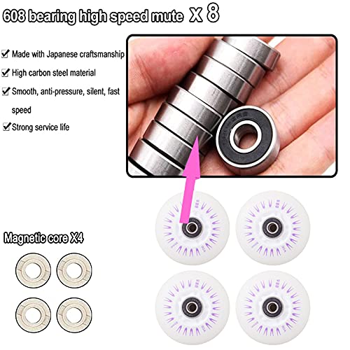 FYANER Light up Inline Skate Wheels & Roller Blade Wheels 76mm/80mm with Bearings ABEC-9 for Indoor & Outdoor use 90A Luminescence Roller Blade Wheel 4-Pack (Colorful, 80mm) - Image 4