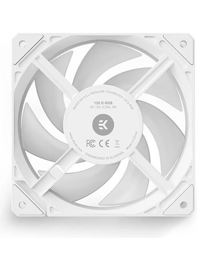 EK Loop Fan FPT 120 D-RGB Fan, Fluid Dynamic Bearing, PWM & D-RGB Single Cable, EK-OmniLink Ecosystem, 550-2300 RPM Fan Speeds, 77.00 CFM Max Air Flow, White | 3831109898048  - Image 2