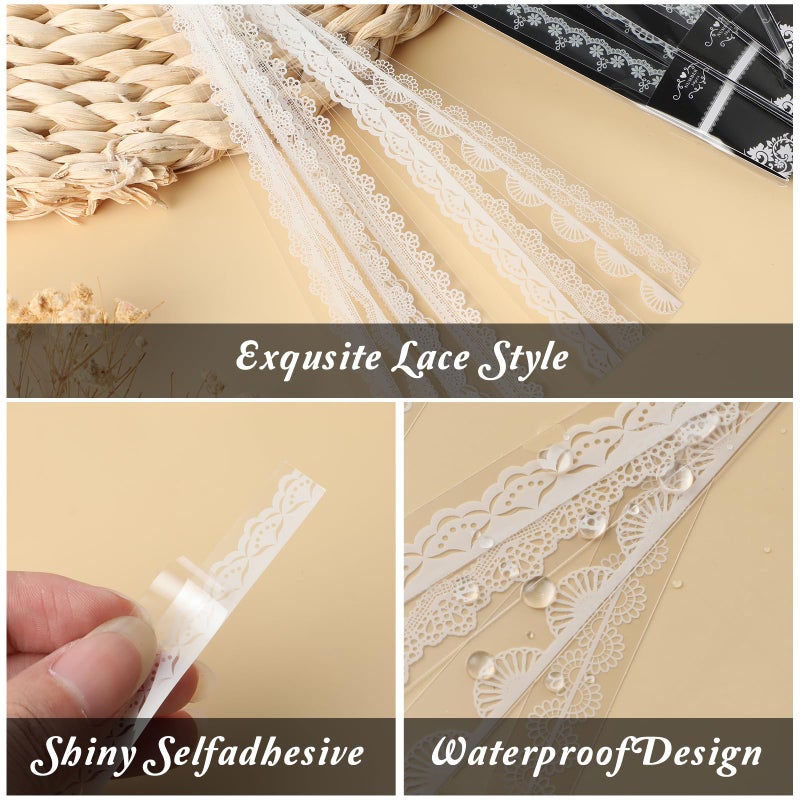 Prasacco 120 Pcs White Lace Scrapbook Stickers, Vintage Style, PET Material, Perfect for Scrapbooking, Wedding Invitations, Journals & More - Image 4