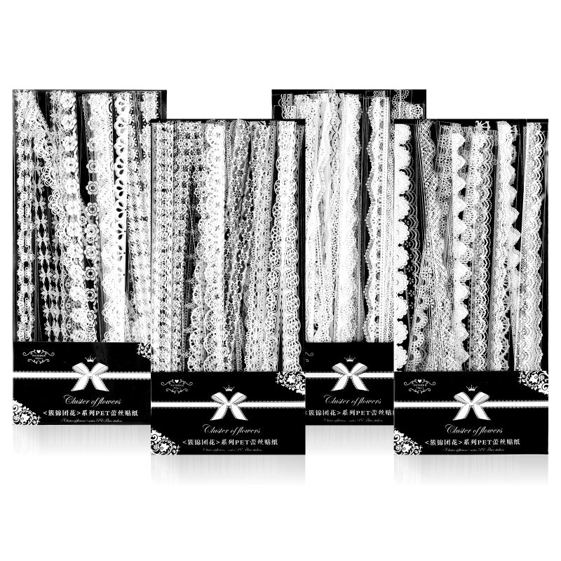 Prasacco 120 Pcs White Lace Scrapbook Stickers, Vintage Style, PET Material, Perfect for Scrapbooking, Wedding Invitations, Journals & More - Image 1