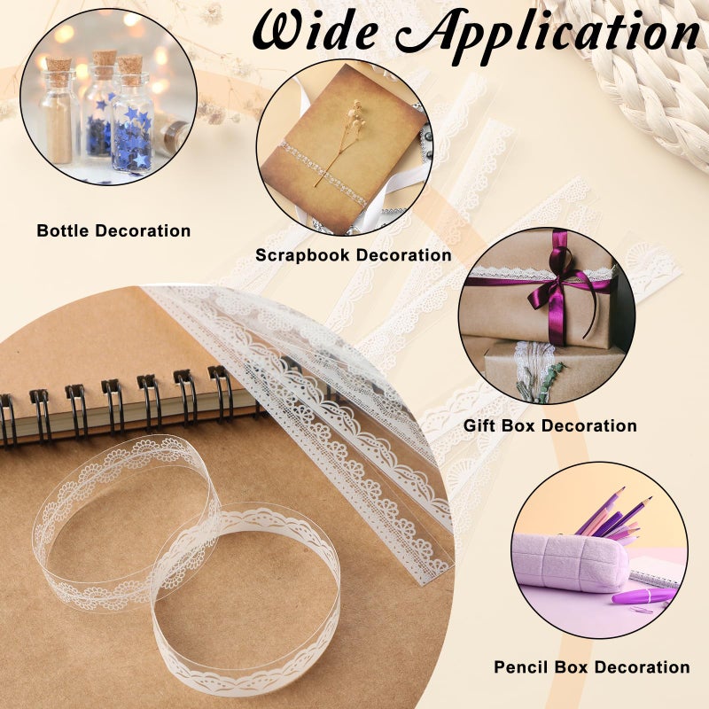Prasacco 120 Pcs White Lace Scrapbook Stickers, Vintage Style, PET Material, Perfect for Scrapbooking, Wedding Invitations, Journals & More - Image 5