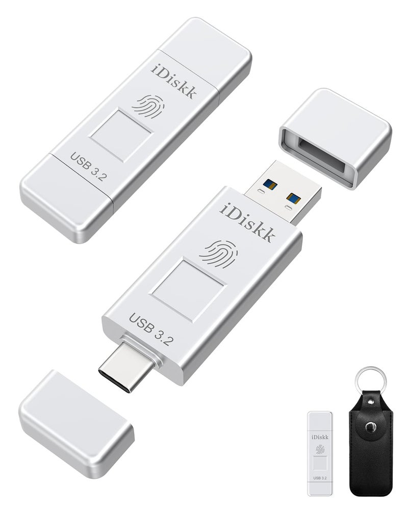 iDiskk SSD 256GB 500MB/S Fingerprint Encryption High Speed Flash Drive Photo Stick for iPhone 15/15 Plus/15 Pro/15 Pro Max,USB C iPad, MacBook,Laptops,Android &PC,ONE-Click Backup Photos &Videos - Image 1