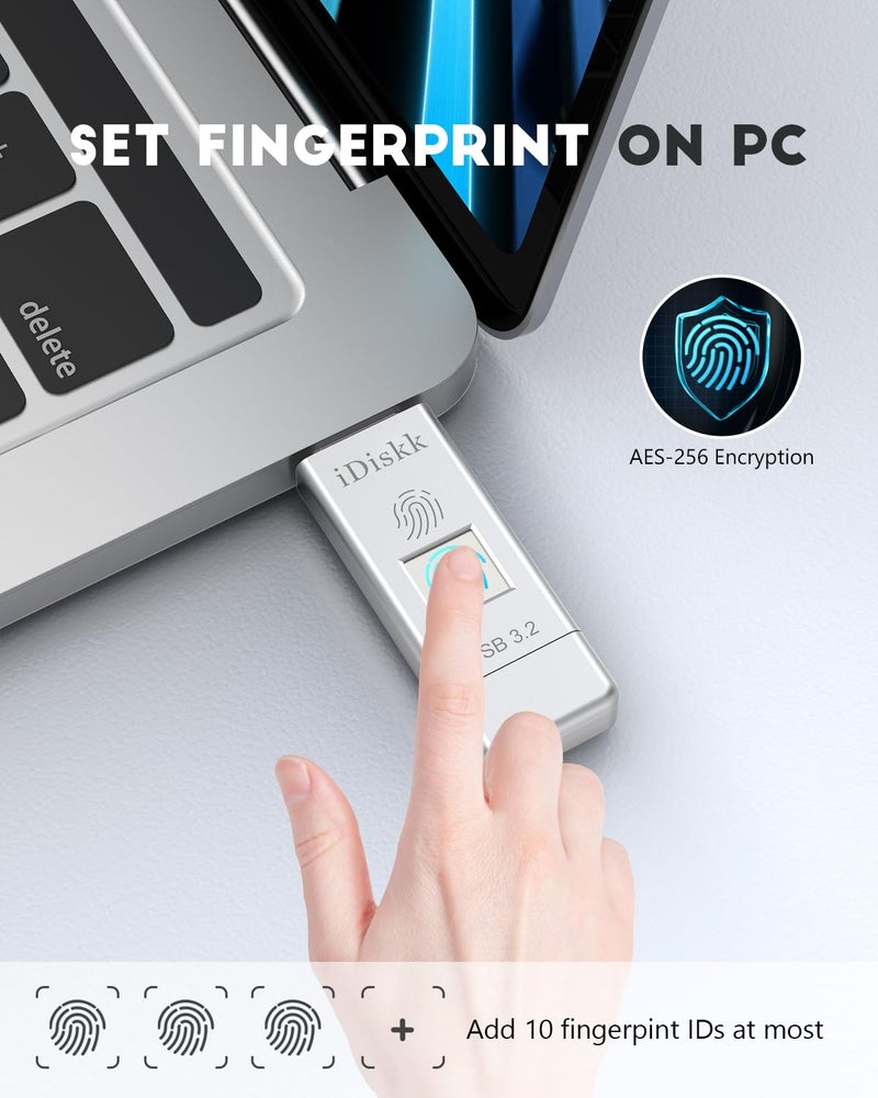 iDiskk SSD 256GB 500MB/S Fingerprint Encryption High Speed Flash Drive Photo Stick for iPhone 15/15 Plus/15 Pro/15 Pro Max,USB C iPad, MacBook,Laptops,Android &PC,ONE-Click Backup Photos &Videos - Image 5