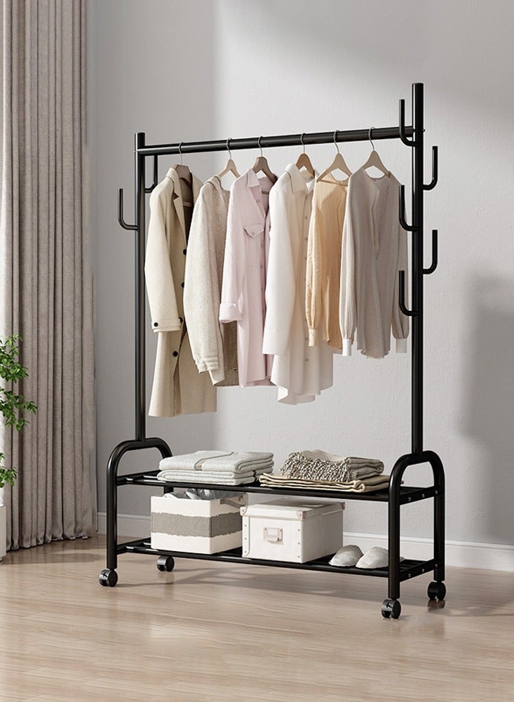 YQbest Fashionable and Versatile Coat Rack and Clothes Hanger Stand with Wheels,for a Sleek and Organized Living Space(Black) 165x100x37cm  - Image 1