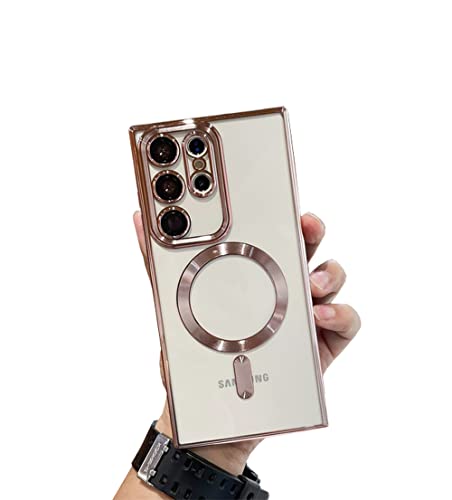 Doowear Galaxy Note 20 Ultra Case Magnetic [Support Magsafe Charger] Wireless Anti-Scratch Shockproof Plated Clear Full Camera Protection Phone Cover Case for Samsung Galaxy Note 20 Ultra-Rose Gold - Image 1