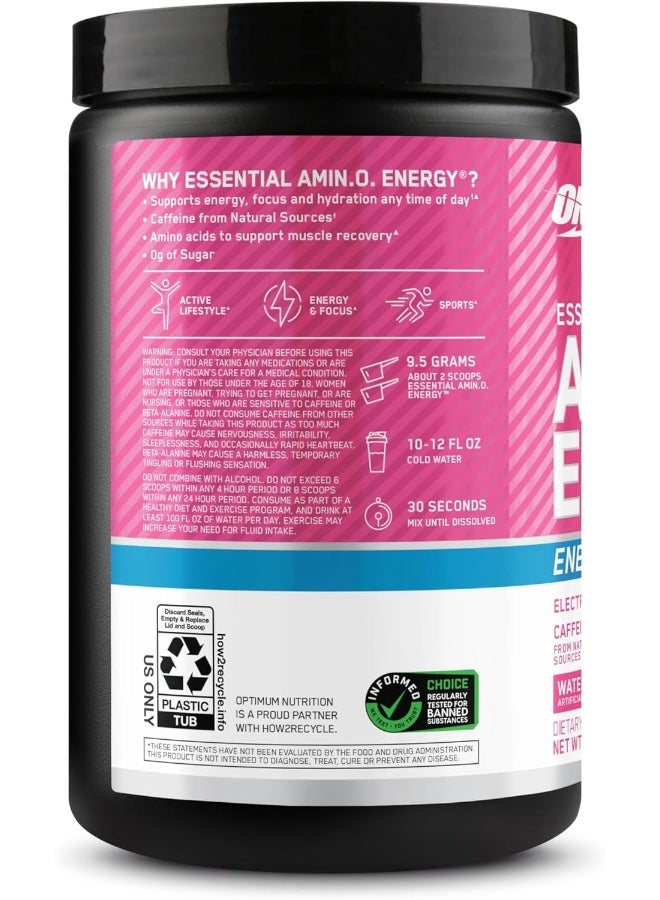 Optimum Nutrition Amino Energy Plus Electrolytes Powder - Pre Workout, Bcaas, Amino Acids, Keto Friendly, Anytime Energy Powder - Watermelon Splash, 285 G , 30 Servings - Image 4