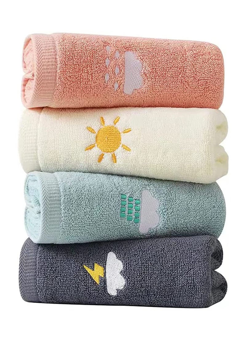 Generic Hand Towels for Bathroom Set 4 Piece, 100% Cotton Bath Hand Towel, Face Towel Soft Highly Absorbent Towels for Adults and Children for Bathroom Kitchen, 14x29 Inch (Pink White Blue Gray)  - Image 4