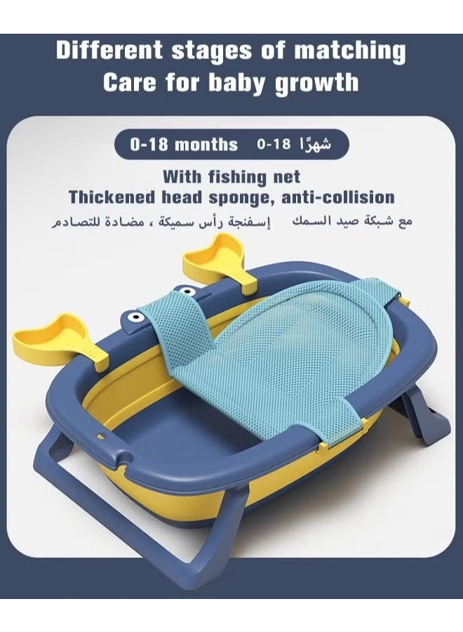 9 جهاز كمبيوتر شخصي تصميم سرطان لطيف حوض استحمام طفل حوض استحمام قابل للطي + وسادة حمام + بطاقة قياس درجة الحرارة * 1 + لعب البط * 2 + كرات المحيط * 4 - Image 5