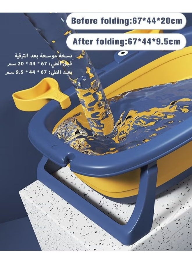 9 جهاز كمبيوتر شخصي تصميم سرطان لطيف حوض استحمام طفل حوض استحمام قابل للطي + وسادة حمام + بطاقة قياس درجة الحرارة * 1 + لعب البط * 2 + كرات المحيط * 4 - Image 4