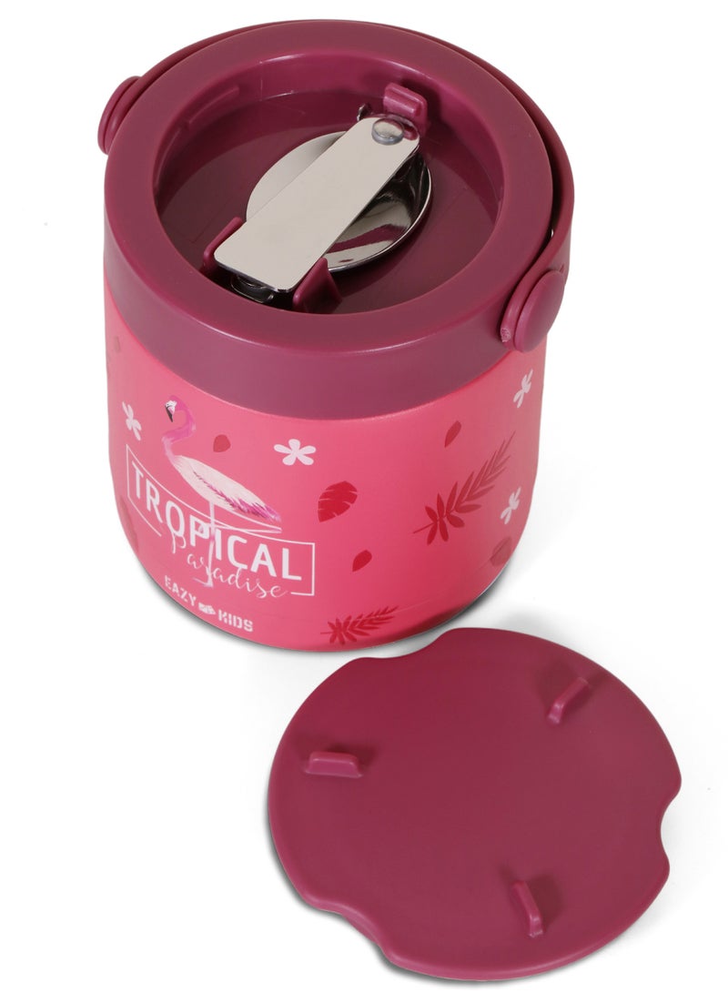 Eazy Kids Tropical Stainless Steel Insulated Food Jar - Pink (350Ml) - Image 2