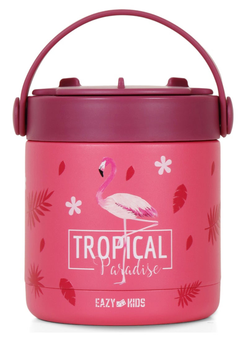 Eazy Kids Tropical Stainless Steel Insulated Food Jar - Pink (350Ml) - Image 4