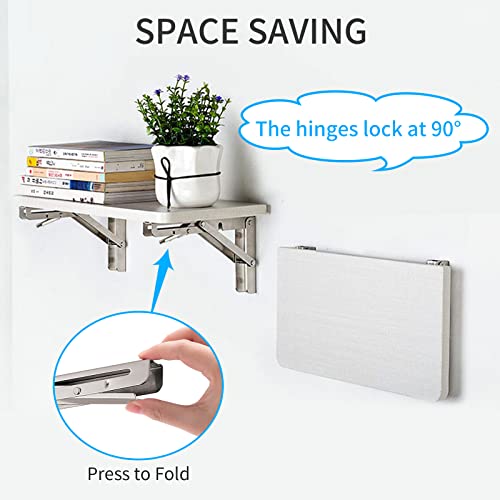 YUMORE Folding Shelf Brackets 12", Max Load: 330lb Heavy Duty Stainless Steel Collapsible Shelf Bracket for Table Work Bench, Space Saving DIY Bracket, Pack of 2 - Image 4