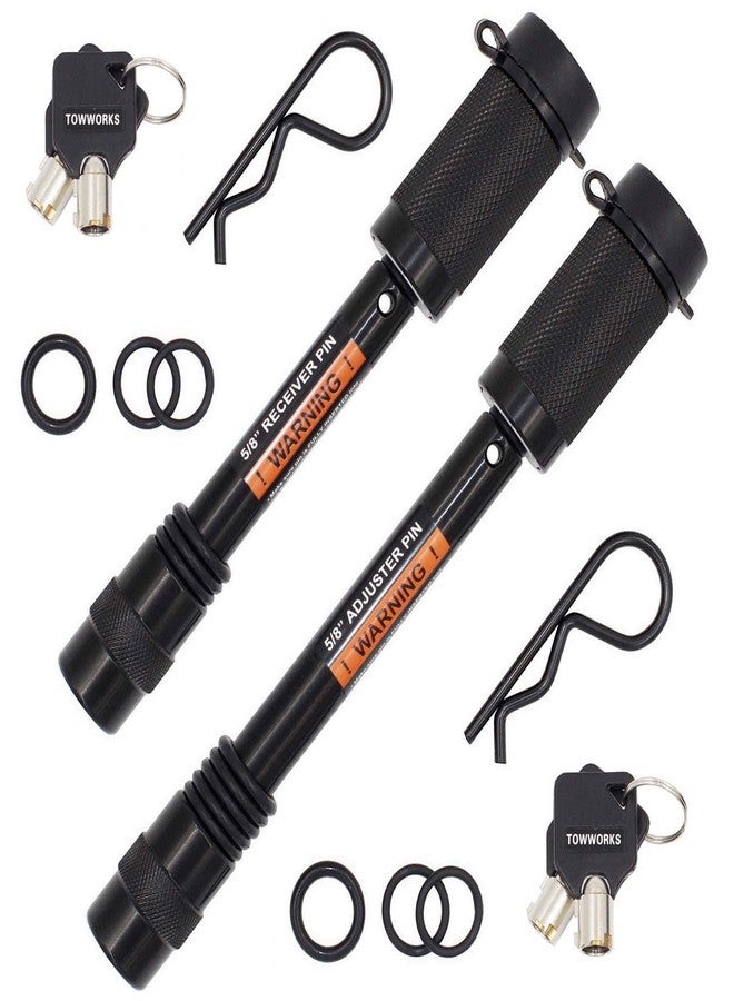 TowWorks Keyed Alike 5/8" Trailer Hitch Locking Pin Set for Adjustable Ball Mounts, Double Safety, Anti-Rattle, fits Class III - V Hitches, 79852 - Image 1