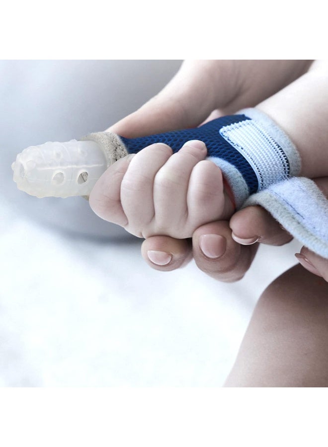 BBTO حارس أصابع بي بي تي أو 2 قطعة سيليكون للأطفال مع حزام معصم قابل للتنفس لمساعدة الأطفال على التوقف عن مص الأصابع - Image 4