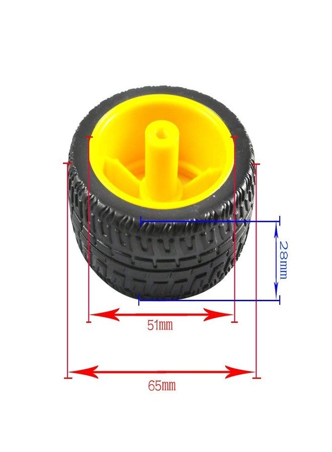 DIYmall TT Motor with Leads DC 3-6V Gearbox Motor 1:48 200RPM Tire Wheel for Arduino Smart Car 2Pin Male Connector Wire (4, 4motor+4wheel) - Image 5
