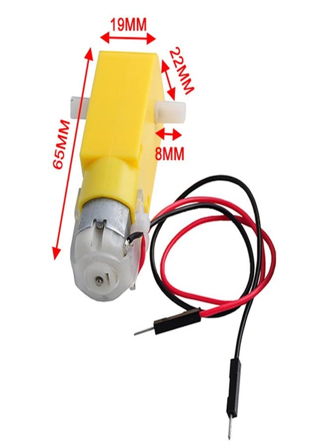 DIYmall TT Motor with Leads DC 3-6V Gearbox Motor 1:48 200RPM Tire Wheel for Arduino Smart Car 2Pin Male Connector Wire (4, 4motor+4wheel) - Image 4