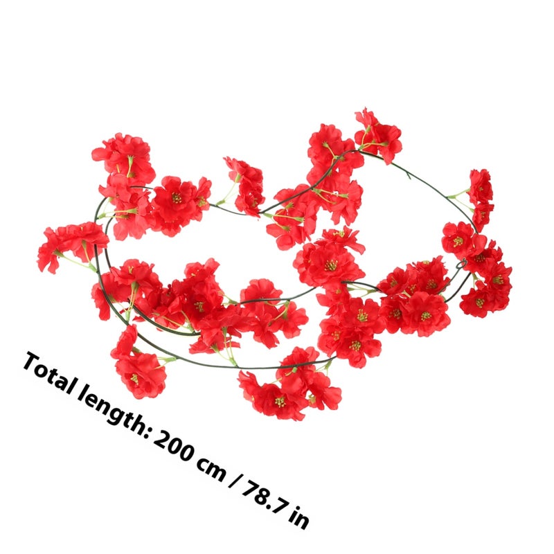 🌱 زهور صناعية معلقة 2 متر للتزيين الأحمر - Image 2