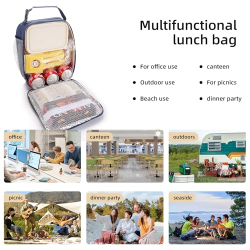 Lovoeo Lunch box Lunch bag for men women Insulated Lunchbox Lunch bags for Work Picnic Travel (Navy blue) - Image 5