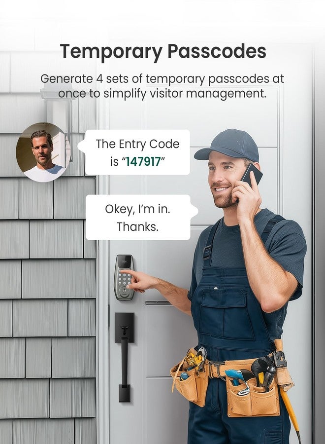 DESLOC C100 Keyless Entry Door Lock with Keypad - Smart Deadbolt Lock for Front Door with 2 Keys - Auto Lock - Easy Installation, 100 PIN Codes, IP54 Waterproof, BHMA Grade 3, Nickel - Image 4