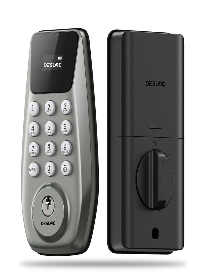 DESLOC C100 Keyless Entry Door Lock with Keypad - Smart Deadbolt Lock for Front Door with 2 Keys - Auto Lock - Easy Installation, 100 PIN Codes, IP54 Waterproof, BHMA Grade 3, Nickel - Image 1