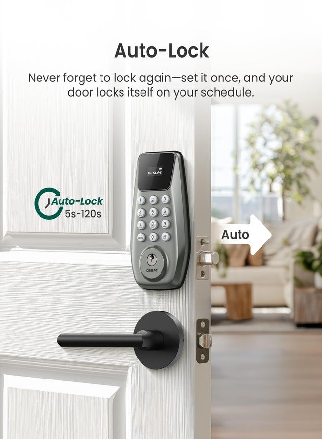DESLOC C100 Keyless Entry Door Lock with Keypad - Smart Deadbolt Lock for Front Door with 2 Keys - Auto Lock - Easy Installation, 100 PIN Codes, IP54 Waterproof, BHMA Grade 3, Nickel - Image 3