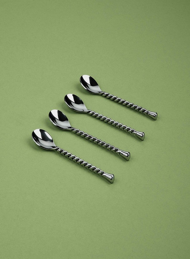 Gourmet Settings - 4-Piece Mini Spoons Set - Silver Tear Collection - Polished Small Stainless Steel Teaspoons - Demitasse Espresso Cutlery - Dishwasher Safe Flatware - Image 2