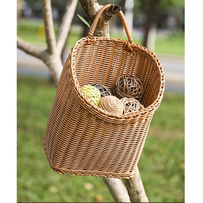 Quincry Woven Hanging Wicker Basket for Door, Handmade Rattan Hanging Wall Baskets for Garden Farmhouse Home - Image 5