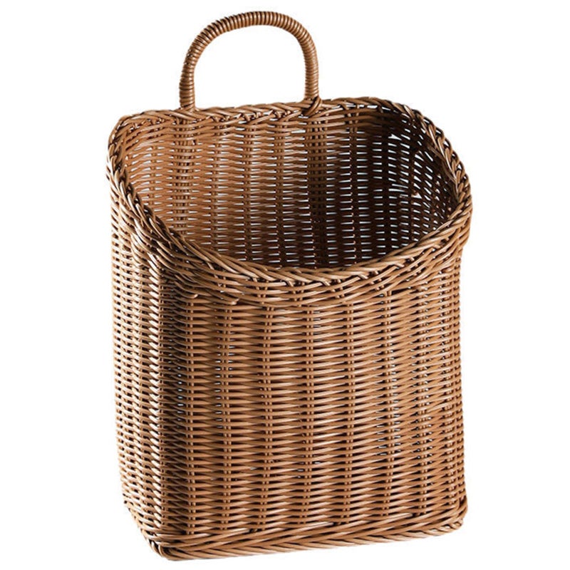 Quincry Woven Hanging Wicker Basket for Door, Handmade Rattan Hanging Wall Baskets for Garden Farmhouse Home - Image 1