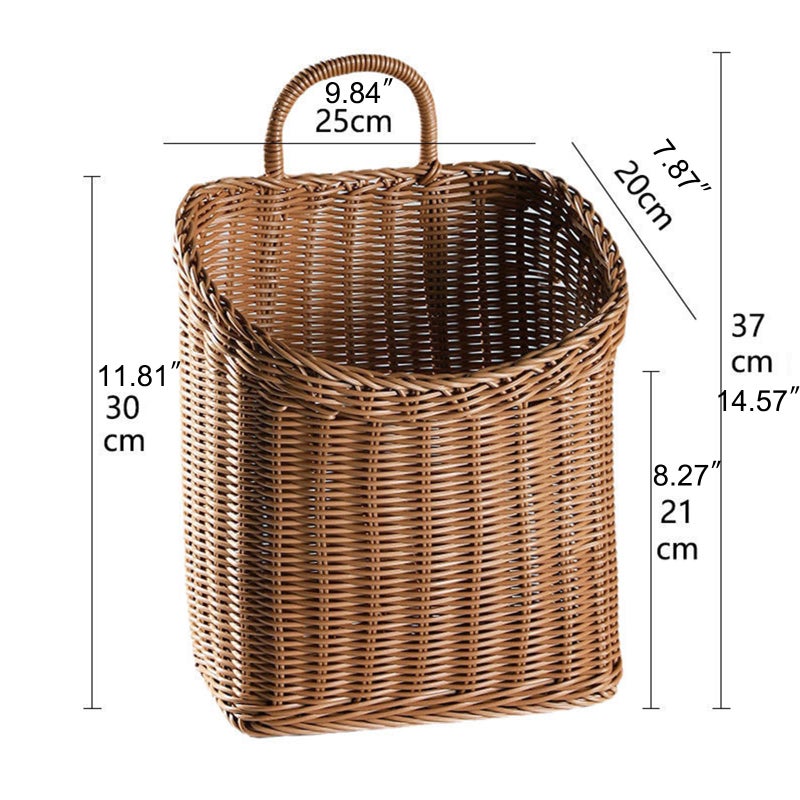 Quincry Woven Hanging Wicker Basket for Door, Handmade Rattan Hanging Wall Baskets for Garden Farmhouse Home - Image 4