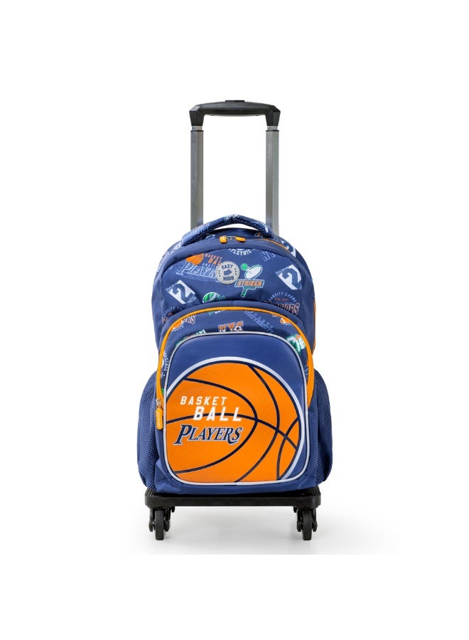 Eazy Kids 18" Set of 4 Backpack w/ 4 Wheel Trolley, Lunch Bag and Pencil Case - Basket Ball - Image 2