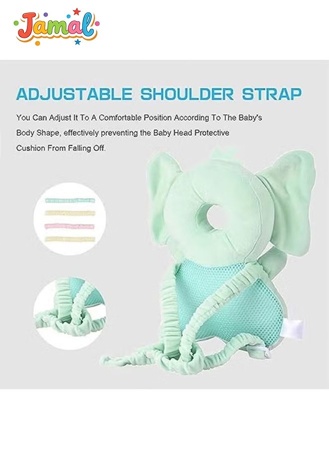 Jamal Baby Head Protector, PP Cotton Filling Baby Head Protector Backpack, Adjustable Baby Head Protection Safety Pad Backpack Wear for Crawling (Elephant) - Image 2
