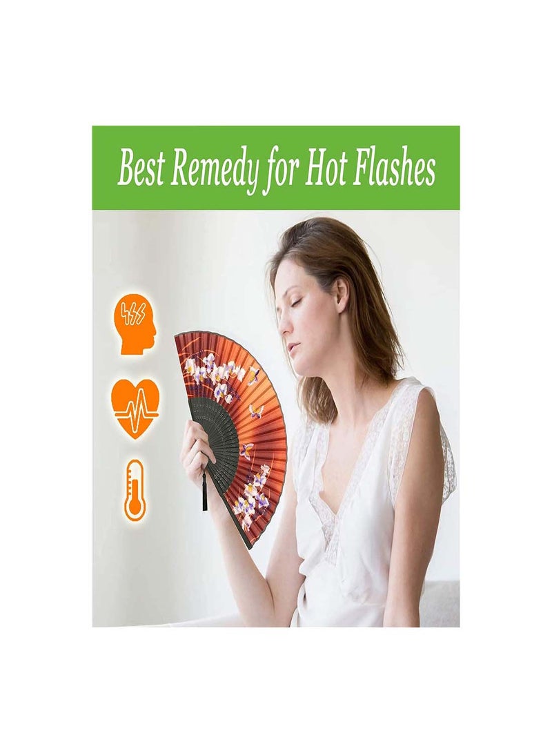 Elegant Bamboo Folding Hand Fan for Women, Vintage Chinese Japanese Silk Design, Perfect for Dance, Performance, Decoration, Weddings, Parties, and Craft Gifts  - Image 2