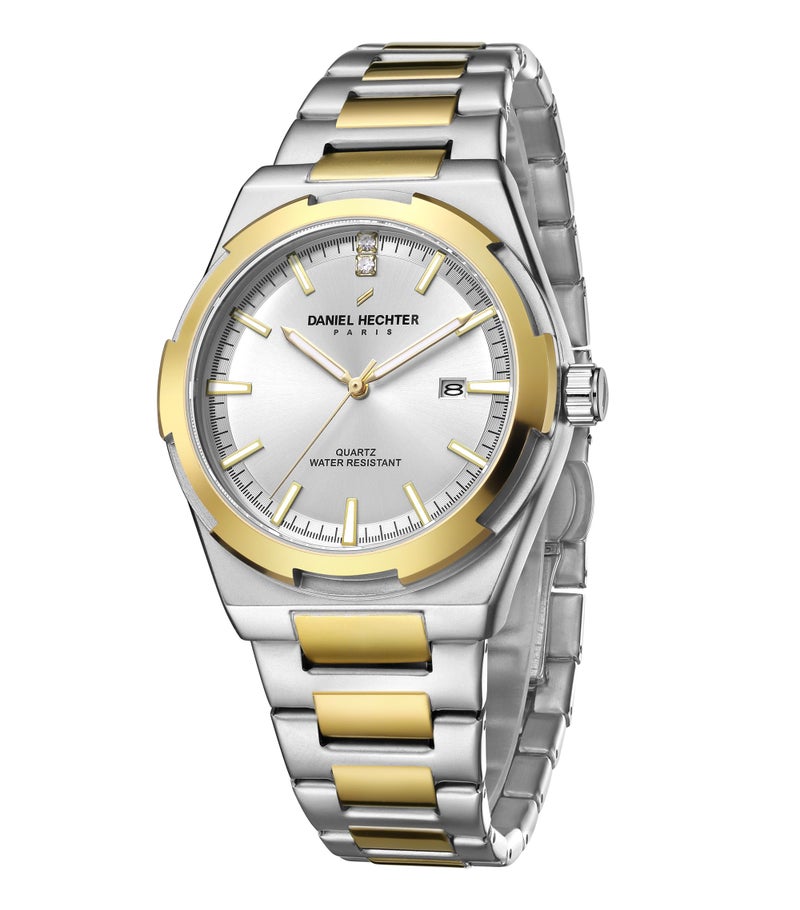 Daniel Hechter Paris Lourmel Collection Classic Watch for Men with Round Dial, Date Display Function, Quartz Movement and Stainless Steel Strap- DHM1022 - Image 1