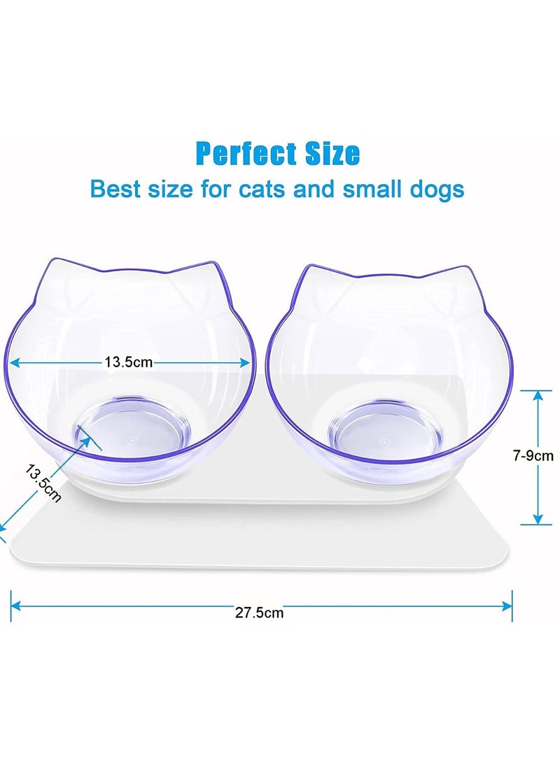 وعاء ماء وطعام للقطط والكلاب، وعاء بلاستيكي مزدوج مرتفع - أوعية طعام وإطعام مائلة للأطعمة الجافة والرطبة والماء المنزل في الهواء الطلق - Image 2