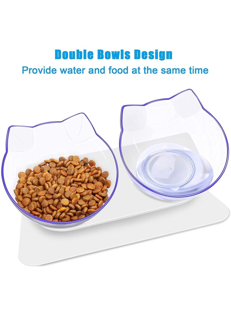 وعاء ماء وطعام للقطط والكلاب، وعاء بلاستيكي مزدوج مرتفع - أوعية طعام وإطعام مائلة للأطعمة الجافة والرطبة والماء المنزل في الهواء الطلق - Image 5