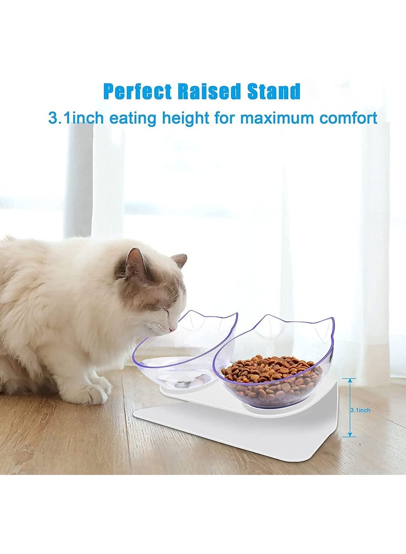 وعاء ماء وطعام للقطط والكلاب، وعاء بلاستيكي مزدوج مرتفع - أوعية طعام وإطعام مائلة للأطعمة الجافة والرطبة والماء المنزل في الهواء الطلق - Image 4