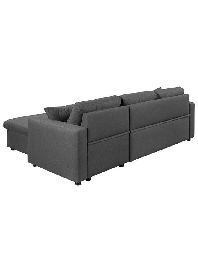 KARNAK Karnak Hunter 3 Seater Diwan Sofa Cum Bed With Cushions L-Shaped Storage Space | Convertible Living Room Furniture  Grey 210X160X95 Cm  - Image 5