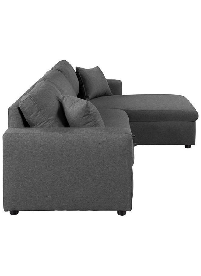 KARNAK Karnak Hunter 3 Seater Diwan Sofa Cum Bed With Cushions L-Shaped Storage Space | Convertible Living Room Furniture  Grey 210X160X95 Cm  - Image 4