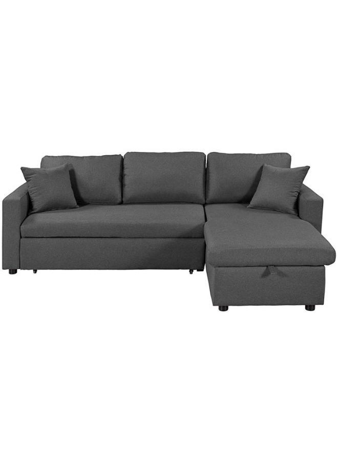 KARNAK Karnak Hunter 3 Seater Diwan Sofa Cum Bed With Cushions L-Shaped Storage Space | Convertible Living Room Furniture  Grey 210X160X95 Cm  - Image 2