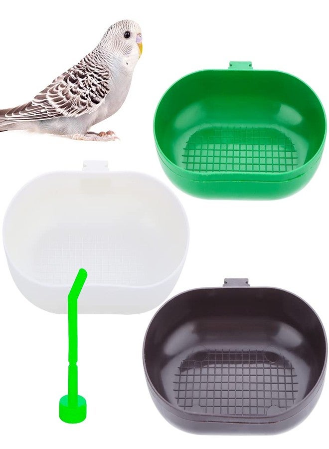 DQITJ 3 Pack Small Bird Plastic Feeder Seed Food Feeding Cup for Bird Parakeet Budgie Cockatiel Lovebird - Image 1