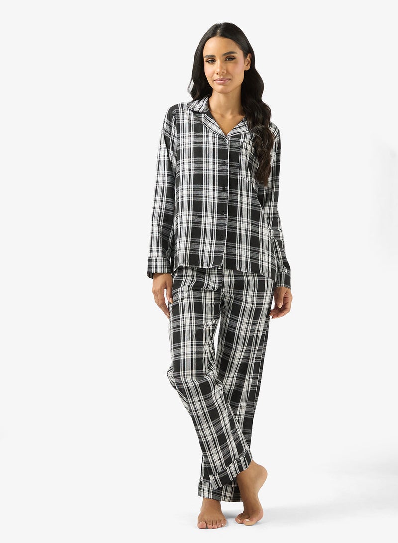 Ginger Cotton Plaid Relaxed Fit Shirt & Pyjama Set - Image 1