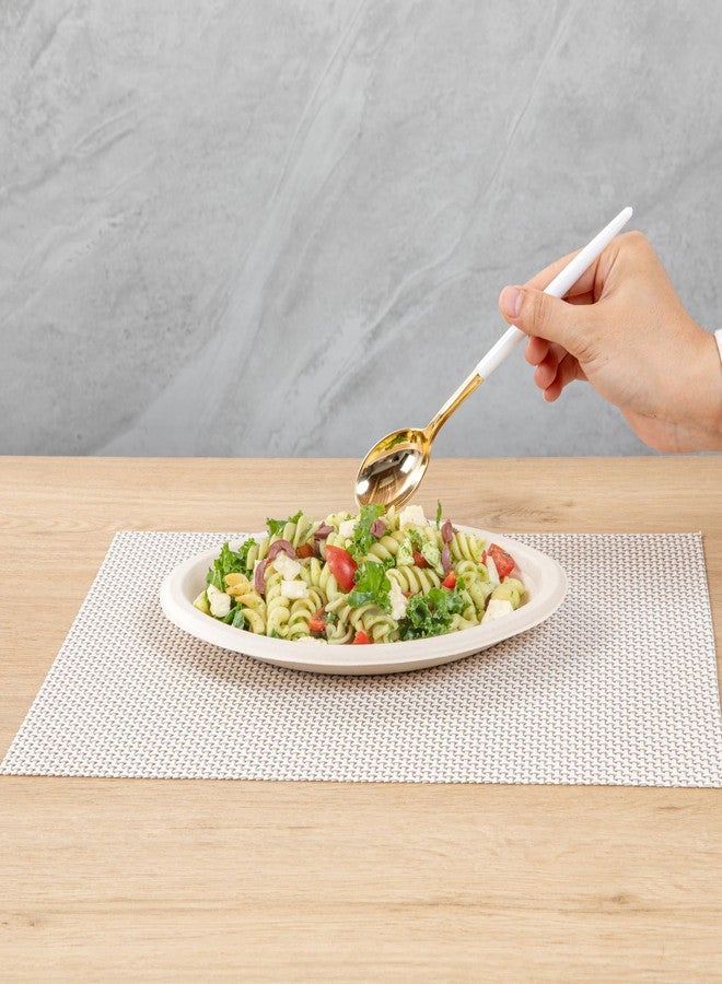 Restaurantware-Moderna 7.75 Inch Fancy Flatware, 50 Durable Plastic Flatware - With White Handle For Grip, Heavy-duty, Gold Plastic Spoons, Easily Disposable Or Restaurants - Image 5