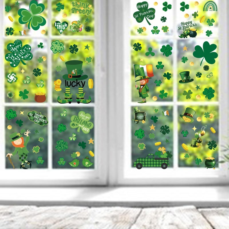 i-Beeboo st Patricks Day Decorations Window clings 10 Sheet for Glass Windows Shamrock Window clings Stickers - Image 5