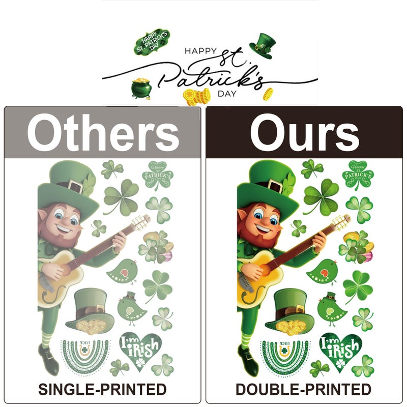 i-Beeboo st Patricks Day Decorations Window clings 10 Sheet for Glass Windows Shamrock Window clings Stickers - Image 3